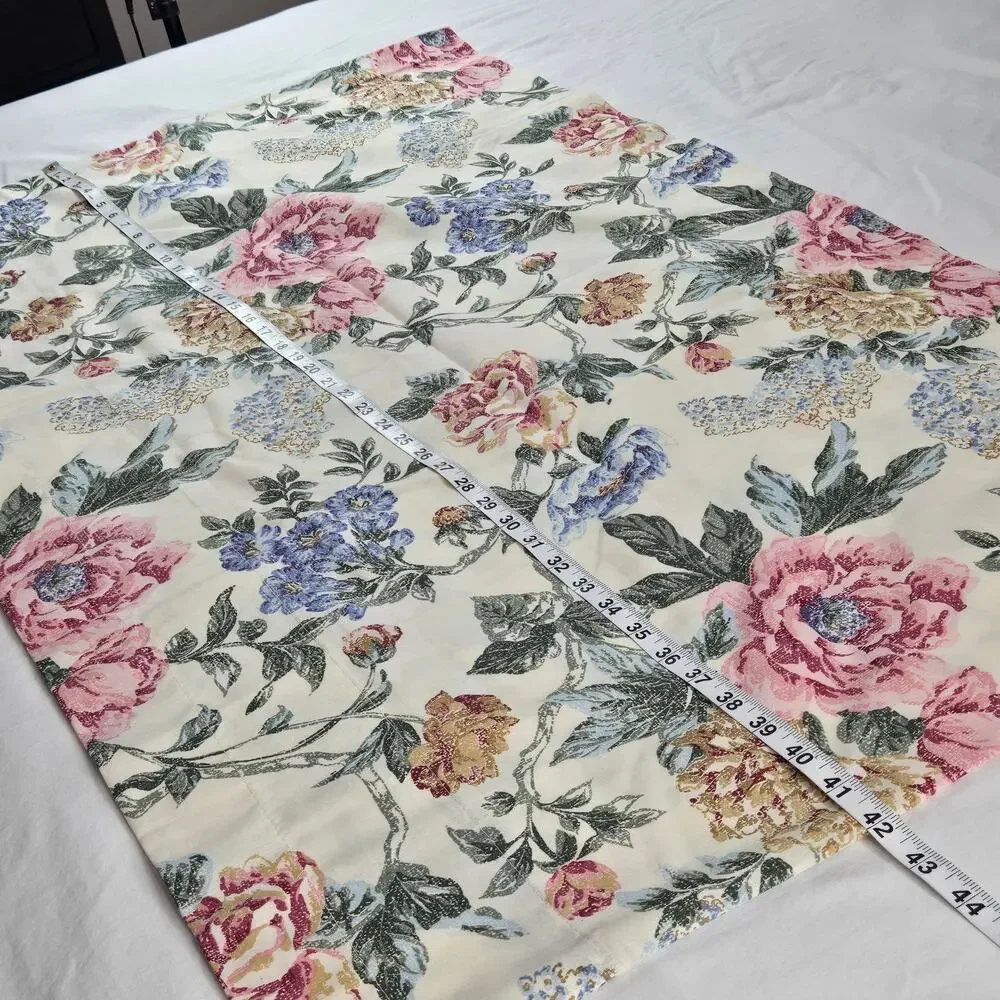 Vintage Lady Pepperell Floral Curtains Valance Lot/3 Pink Blue Flowers USA Made
